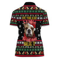 Give Your Heart Bulldog Christmas Women Polo Shirt Xmas Holiday Patterns - Wonder Print Shop