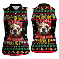 Give Your Heart Bulldog Christmas Women Sleeveless Polo Shirt Xmas Holiday Patterns - Wonder Print Shop