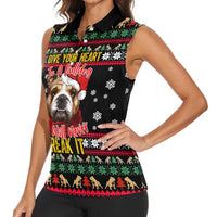 Give Your Heart Bulldog Christmas Women Sleeveless Polo Shirt Xmas Holiday Patterns - Wonder Print Shop