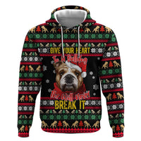 Give Your Heart Bulldog Christmas Zip Hoodie Xmas Holiday Patterns - Wonder Print Shop