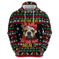 Give Your Heart Bulldog Christmas Zip Hoodie Xmas Holiday Patterns - Wonder Print Shop