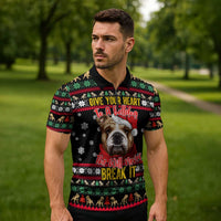 Give Your Heart Bulldog Christmas Zipper Polo Shirt Xmas Holiday Patterns - Wonder Print Shop