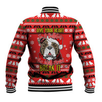 Give Your Heart Pitbull Dog Christmas Baseball Jacket Xmas Holiday Patterns - Wonder Print Shop