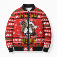 Give Your Heart Pitbull Dog Christmas Bomber Puffer Jacket Xmas Holiday Patterns - Wonder Print Shop