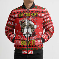 Give Your Heart Pitbull Dog Christmas Bomber Puffer Jacket Xmas Holiday Patterns - Wonder Print Shop