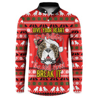 Give Your Heart Pitbull Dog Christmas Button Sweatshirt Xmas Holiday Patterns - Wonder Print Shop