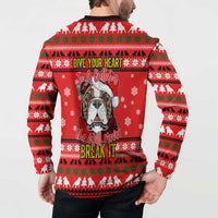 Give Your Heart Pitbull Dog Christmas Button Sweatshirt Xmas Holiday Patterns - Wonder Print Shop