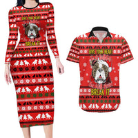 Give Your Heart Pitbull Dog Christmas Couples Matching Long Sleeve Bodycon Dress and Hawaiian Shirt Xmas Holiday Patterns - Wonder Print Shop