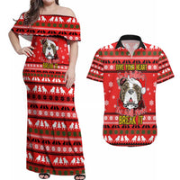 Give Your Heart Pitbull Dog Christmas Couples Matching Off Shoulder Maxi Dress and Hawaiian Shirt Xmas Holiday Patterns - Wonder Print Shop