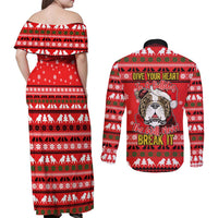 Give Your Heart Pitbull Dog Christmas Couples Matching Off Shoulder Maxi Dress and Long Sleeve Button Shirt Xmas Holiday Patterns - Wonder Print Shop