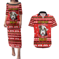 Give Your Heart Pitbull Dog Christmas Couples Matching Puletasi and Hawaiian Shirt Xmas Holiday Patterns - Wonder Print Shop