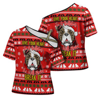 Give Your Heart Pitbull Dog Christmas Cross Shoulder Shirt Xmas Holiday Patterns - Wonder Print Shop