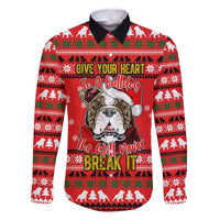 Give Your Heart Pitbull Dog Christmas Family Matching Off The Shoulder Long Sleeve Dress and Hawaiian Shirt Xmas Holiday Patterns - Wonder Print Shop