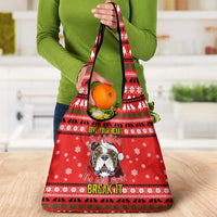 Give Your Heart Pitbull Dog Christmas Grocery Bag Xmas Holiday Patterns - Wonder Print Shop