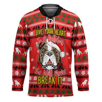 Give Your Heart Pitbull Dog Christmas Hockey Jersey Xmas Holiday Patterns - Wonder Print Shop