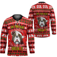 Give Your Heart Pitbull Dog Christmas Hockey Jersey Xmas Holiday Patterns - Wonder Print Shop