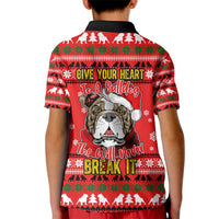 Give Your Heart Pitbull Dog Christmas Kid Polo Shirt Xmas Holiday Patterns - Wonder Print Shop