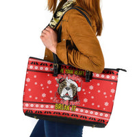 Give Your Heart Pitbull Dog Christmas Leather Tote Bag Xmas Holiday Patterns - Wonder Print Shop