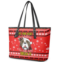 Give Your Heart Pitbull Dog Christmas Leather Tote Bag Xmas Holiday Patterns - Wonder Print Shop