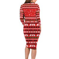 Give Your Heart Pitbull Dog Christmas Long Sleeve Bodycon Dress Xmas Holiday Patterns - Wonder Print Shop