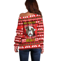 Give Your Heart Pitbull Dog Christmas Off Shoulder Sweater Xmas Holiday Patterns - Wonder Print Shop