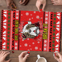 Give Your Heart Pitbull Dog Christmas Puzzle Xmas Holiday Patterns - Wonder Print Shop