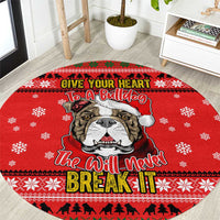 Give Your Heart Pitbull Dog Christmas Round Carpet Xmas Holiday Patterns - Wonder Print Shop