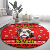 Give Your Heart Pitbull Dog Christmas Round Carpet Xmas Holiday Patterns - Wonder Print Shop