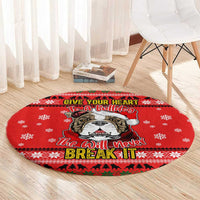 Give Your Heart Pitbull Dog Christmas Round Carpet Xmas Holiday Patterns - Wonder Print Shop