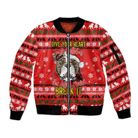 Give Your Heart Pitbull Dog Christmas Sleeve Zip Bomber Jacket Xmas Holiday Patterns - Wonder Print Shop