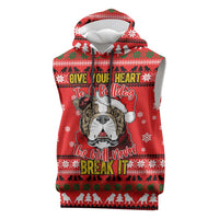 Give Your Heart Pitbull Dog Christmas Sleeveless Hoodie Xmas Holiday Patterns - Wonder Print Shop