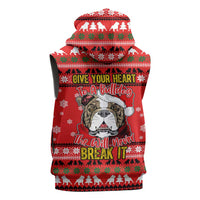 Give Your Heart Pitbull Dog Christmas Sleeveless Zip Hoodie Xmas Holiday Patterns - Wonder Print Shop