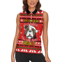 Give Your Heart Pitbull Dog Christmas Women Sleeveless Polo Shirt Xmas Holiday Patterns - Wonder Print Shop