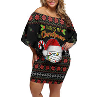 Golf Pajama Christmas Off Shoulder Short Dress Xmas Holiday Patterns - Wonder Print Shop