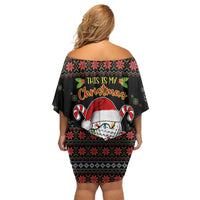 Golf Pajama Christmas Off Shoulder Short Dress Xmas Holiday Patterns - Wonder Print Shop