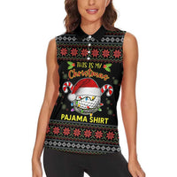 Golf Pajama Christmas Women Sleeveless Polo Shirt Xmas Holiday Patterns - Wonder Print Shop
