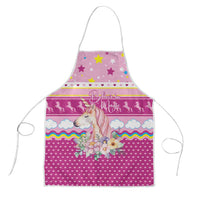 Unicorn Believe In Magic Christmas Apron with Believe in Magic Quote Pink Hearts Stars and Rainbow - Wonder Print Shop