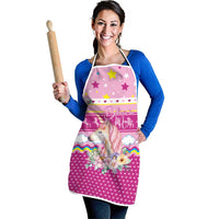 Unicorn Believe In Magic Christmas Apron with Believe in Magic Quote Pink Hearts Stars and Rainbow - Wonder Print Shop