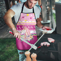 Unicorn Believe In Magic Christmas Apron with Believe in Magic Quote Pink Hearts Stars and Rainbow - Wonder Print Shop