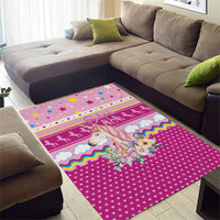 Unicorn Believe In Magic Christmas Area Rug with Believe in Magic Quote Pink Hearts Stars and Rainbow - Wonder Print Shop