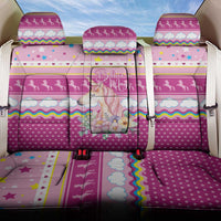 Unicorn Believe In Magic Christmas Back Car Seat Cover with Believe in Magic Quote Pink Hearts Stars and Rainbow - Wonder Print Shop