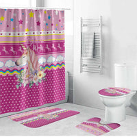 Unicorn Believe In Magic Christmas Bathroom Set with Believe in Magic Quote Pink Hearts Stars and Rainbow - Wonder Print Shop