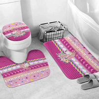 Unicorn Believe In Magic Christmas Bathroom Set with Believe in Magic Quote Pink Hearts Stars and Rainbow - Wonder Print Shop