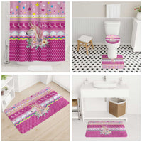 Unicorn Believe In Magic Christmas Bathroom Set with Believe in Magic Quote Pink Hearts Stars and Rainbow - Wonder Print Shop