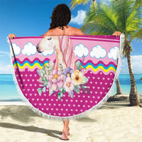 Unicorn Believe In Magic Christmas Beach Blanket with Believe in Magic Quote Pink Hearts Stars and Rainbow - Wonder Print Shop