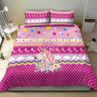 Unicorn Believe In Magic Christmas Bedding Set with Believe in Magic Quote Pink Hearts Stars and Rainbow - Wonder Print Shop
