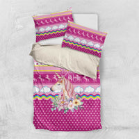 Unicorn Believe In Magic Christmas Bedding Set with Believe in Magic Quote Pink Hearts Stars and Rainbow - Wonder Print Shop