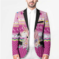 Unicorn Believe In Magic Christmas Blazer with Believe in Magic Quote Pink Hearts Stars and Rainbow - Wonder Print Shop