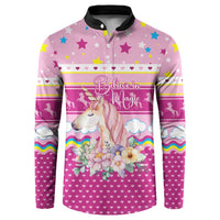 Unicorn Believe In Magic Christmas Button Sweatshirt with Believe in Magic Quote Pink Hearts Stars and Rainbow - Wonder Print Shop