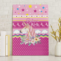 Unicorn Believe In Magic Christmas Canvas Wall Art with Believe in Magic Quote Pink Hearts Stars and Rainbow - Wonder Print Shop